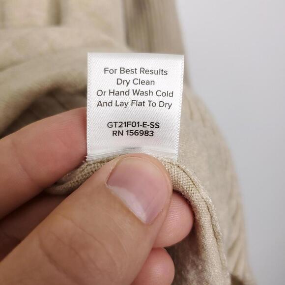 Evereve Sweater Womens XS V Neck Split Front Seam Neutral Ribbed Sleeve - Picture 7 of 9